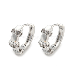 Rack Plating Brass with Cubic Zirconia Hoop Earrings for Women, Ring, Platinum, 16x6mm(EJEW-G363-01P)