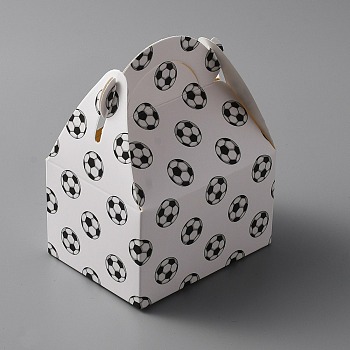 Football Pattern Kraft Paper Candy Boxes, White, Finish Product: 8x6x11cm
