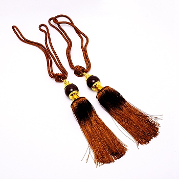 (Clearance Sale)Polyester Curtain Tiebacks, with Tassel, Coconut Brown, 650x53mm