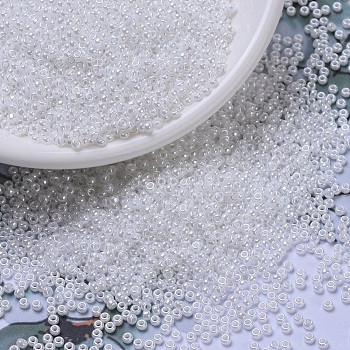 MIYUKI Round Rocailles Beads, Japanese Seed Beads, (RR420) White Pearl Ceylon, 11/0, 2x1.3mm, Hole: 0.8mm, about 5500pcs/50g