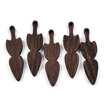 Natural Wenge Wood Pendants, Undyed, Umbrella Charms, Coconut Brown, 44.5x12.5x3.5mm, Hole: 2mm