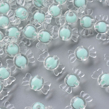 Transparent Acrylic Beads, Bead in Bead, Candy, Aquamarine, 9x17x8.5mm, Hole: 2mm, about 960pcs/500g