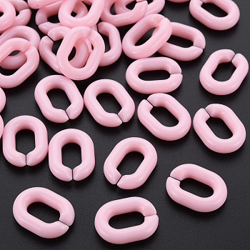 Opaque Acrylic Linking Rings, Quick Link Connectors, For Jewelry Chains Making, Frosted, Oval, Pink, 19.5x15x5mm, Inner Diameter: 6x11
mm