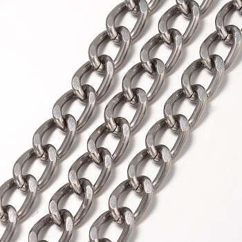 Aluminium Twisted Curb Chains, Diamond Cut Chains, Unwelded, Faceted, Gunmetal, 10x6.5x1.8mm
