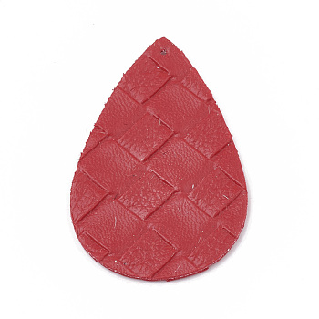 Imitation Leather Big Pendants, teardrop, Red, 55x36x1.5mm, Hole: 1mm