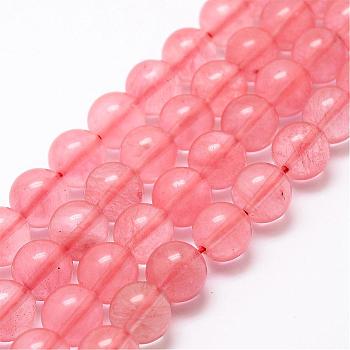 Cherry Quartz Glass Bead Strands, Round, 10mm, Hole: 1mm, about 38pcs/strand, 15.1 inch