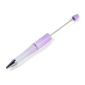 Beadable Pen, Plastic Ball-Point Pen, for DIY Personalized Pen with Jewelry Beads, Lilac, 145~148x11.4mm