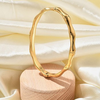 304 Stainless Steel Hinged Bangles for Women, Boom Stick, Golden, Inner Diameter: 2-3/8x1-7/8 inch(5.9x4.65cm)