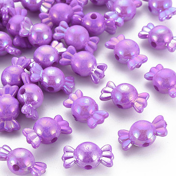 Opaque Acrylic Beads, AB Color, Candy, Blue Violet, 17x9x9mm, Hole: 2mm, about 943pcs/500g