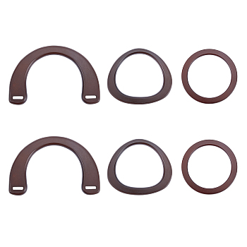 6 Pcs 3 Styles Wood Bag Handles, for Bag Straps Replacement Accessories, Coconut Brown, 2pcs/style