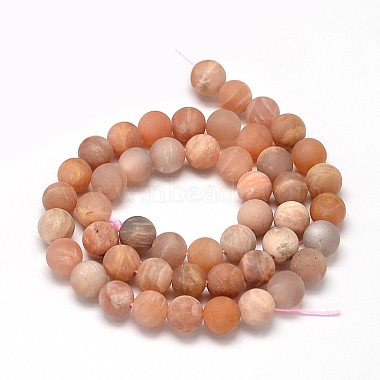 Frosted Round Natural Sunstone Bead Strands(G-L357-10mm-06)-2