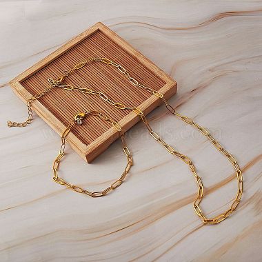 Brass Paperclip Chains Necklaces & Bracelets Sets(sgSJEW-PH01378-03)-4