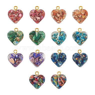 14Pcs 7 Colors Transparent Resin Natural Imperial Jasper Dyed Chips Pendants(G-TA0001-39)-3