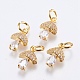 Brass Micro Pave Cubic Zirconia Charms(X-RB-I077-25G-RS)-1