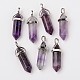 Natural Amethyst Double Terminated Pointed Pendants(X-G-F295-05C)-1