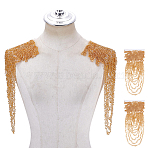 2Pcs Polyester Fringe Shoulder Applique, Beaded Tassel Trim for Dresses & Formal Wear, Goldenrod, 430x172x2.5mm(DIY-ME0003-80C)