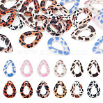 24Pcs 2 Styles Printed Opaque Resin Pendants, Teardrop with Leopard Print Charm, Mixed Color, 30x22x4.5mm, Hole: 2mm, 12pcs/style(RESI-TA0005-80)