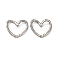 304 Stainless Steel Linking Rings, Twisted Heart, Stainless Steel Color, 15x17.5x3.5mm, Inner Diameter: 7x13.5mm(STAS-F283-07P)