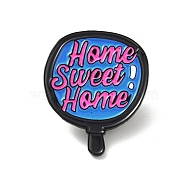 Word Sweet Home Enamel Pin, Mirror Alloy Badge for Backpack Clothes, Electrophoresis Black, Deep Pink, 28.5x24x1.7mm(JEWB-G013-G01)