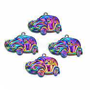 Rainbow Color Alloy Pendants, Cadmium Free & Nickel Free & Lead Free, Car, 27x39x5mm, Hole: 2mm(PALLOY-N163-123-NR)