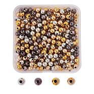 400Pcs 4 Colors CCB Plastic Beads, Round, Mixed Color, 6x5.5mm, Hole: 1.8mm, 100pcs/color(CCB-SZ0001-01)
