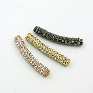 Curved Alloy Rhinestone Tube Beads, Grade A, Mixed Color, 31x5mm, Hole: 1mm(RB-K006-07M)
