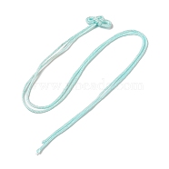 Nylon Lucky Knot Cord Amulet Yuki Pendant Decorations,  for Lucky Charm Knot, Pale Turquoise, 392~400mm(AJEW-NH0001-01F)
