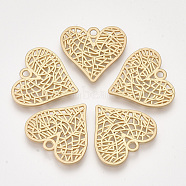 Smooth Surface Alloy Pendants, Heart, Matte Gold Color, 20x22x1.5mm, Hole: 1.8mm(PALLOY-T067-40MG)
