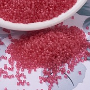 MIYUKI Delica Beads, Cylinder, Japanese Seed Beads, 11/0, (DB0780) Dyed Semi-Frosted Transparent Bubble Gum Pink, 1.3x1.6mm, Hole: 0.8mm, about 2000pcs/10g(X-SEED-J020-DB0780)