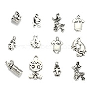 Mixed Tibetan Style Alloy Pendants for Baby, Antique Silver, 15~24x7.5~14x2~10mm, Hole: 2mm(TIBEP-X0092-AS)