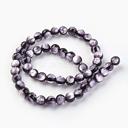 Handmade Silver Foil Glass Lampwork Beads, Round, Silver, 10mm, Hole: 1.2mm(X-LAMP-P051-M01-10mm)