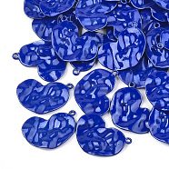 Spray Painted Alloy Pendants, Heart, Blue, 19x27x3mm, Hole: 1.6mm(PALLOY-T056-87A)