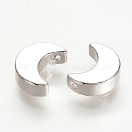 Brass Charms, Nickel Free, Real Platinum Plated, Moon, 9.5x7x3mm, Hole: 1.5mm(X-KK-R058-078P)
