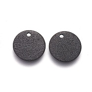 304 Stainless Steel Charms, Textured, Flat Round with Bumpy, Electrophoresis Black, 12x0.8mm, Hole: 1.4mm(STAS-E455-02B-12mm)