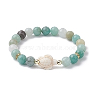 Tortoise Synthetic Turquoise & Natural Amazonite Stretch Bracelets for Women, Inner Diameter: 2-1/4 inch(5.8cm)(BJEW-JB10106-03)