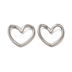 Non-Tarnish 304 Stainless Steel Linking Rings, Twisted Heart, Stainless Steel Color, 15x17.5x3.5mm, Inner Diameter: 7x13.5mm(STAS-F283-07P)