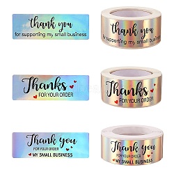 3Roll 3 Style Hot Stamping Self-Adhesive Paper Gift Tag Youstickers, Rectangle with Word Thank You FOR YOU ORDER, for Party Presents Decorative, Colorful, 2.9x6x0.01cm, 1style/roll(DIY-SZ0007-41)