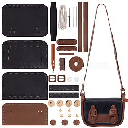 DIY PU Imitation Leather  Women's Crossbody Bag Making Kits, including Fabrics, Zinc Alloy Clasp, Bag Handle, Cord, Needle, Zipper, Black(DIY-WH0399-38C)