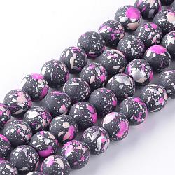 Baking Painted Glass Bead Strands, Round, Orchid, 6mm, Hole: 1mm, about 133pcs/strand, 31.4 inch(DGLA-S112-6mm-D23)