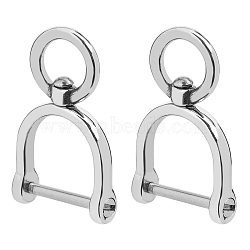 2Pcs 304 Stainless Steel Keychain Clasps, Stainless Steel Color, 40x23x7mm, Inner Diameter: 16x17mm(FIND-FH0005-19A)