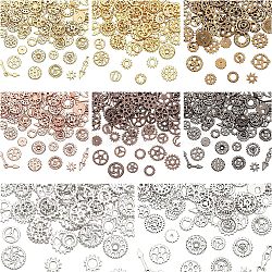 Zinc Alloy  Open Back Bezel Cabochons, Gear, For DIY UV Resin, Epoxy Resin Jewelry Making, Cadmium Free & Lead Free, Mixed Color, 7~18x7~19x~1~2mm, 8 colors, 20g/color, 160g/box.(PALLOY-OC0002-57)