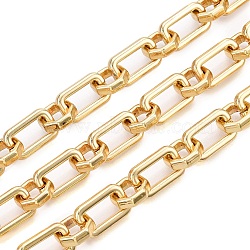 Alloy Rectangle & Octagon Link Chains, Unwelded, with Spool, Real 18K Gold Plated, 18x11.5x3.5mm, Octagon: 12.5x12.5x3.5mm, about 16.40 Feet(5m)/Roll(LCHA-T001-18G)