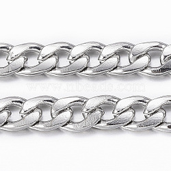 3.28 Feet 304 Stainless Steel Cuban Link Chains, Chunky Curb Chains, Twisted Chains, Unwelded, Stainless Steel Color, 5.5x3.8x1mm(X-CHS-H009-14P)