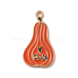 Thanksgiving Day Golden Tone Alloy Enamel Pendants, Pumpkin, 27x14.5x1.5mm, Hole: 2mm(ENAM-M002-02G-G)