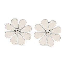 Non-Tarnish 304 Stainless Steel Stud Earrings for Women, Small Daisy, Stainless Steel Color, 17mm(EJEW-Z053-02P)