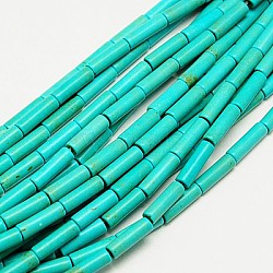 1 Strand Column Synthetic Turquoise Beads Strands, Dyed, Turquoise, 13x4mm, Hole: 1mm, about 32pcs/strand, 16 inch(X-TURQ-G120-4x13mm-15)
