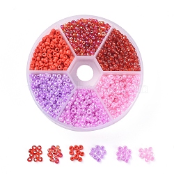 8/0 Glass Seed Beads, Silver Lined & Trans. Colors Rainbow & Opaque Colours & Ceylon, Round, Red, 8/0, 3mm, Hole: 1mm, 60g/box, about 1330pcs/box(SEED-X0052-03E-3mm)