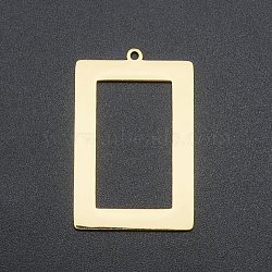 201 Stainless Steel Pendants, Laser Cut, Hollow, Rectangle, Golden, 34x22x1mm, Hole: 1.6mm(STAS-N090-LA192)