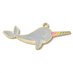 Zinc Alloy Enamel Pendants, Golden, Whale, 26x25x1.5mm, Hole: 1.8mm(ENAM-Z005-03A-G)