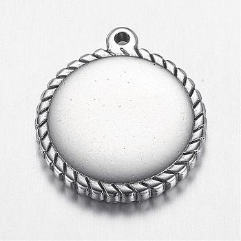 Tarnish Resistant 304 Stainless Steel Pendants, Flat Round, Stamping Blank Tags, Stainless Steel Color, 22x19x3mm, Hole: 1.5mm